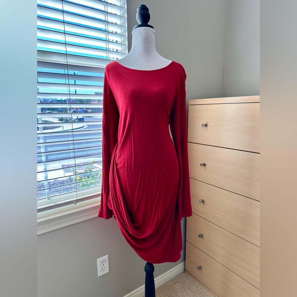 Studio M Rich Red Long Sleeve Dress